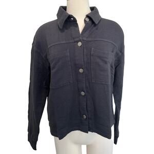 MONROW Supersoft Fleece Cropped Trucker Shacket Cozy Casual size L